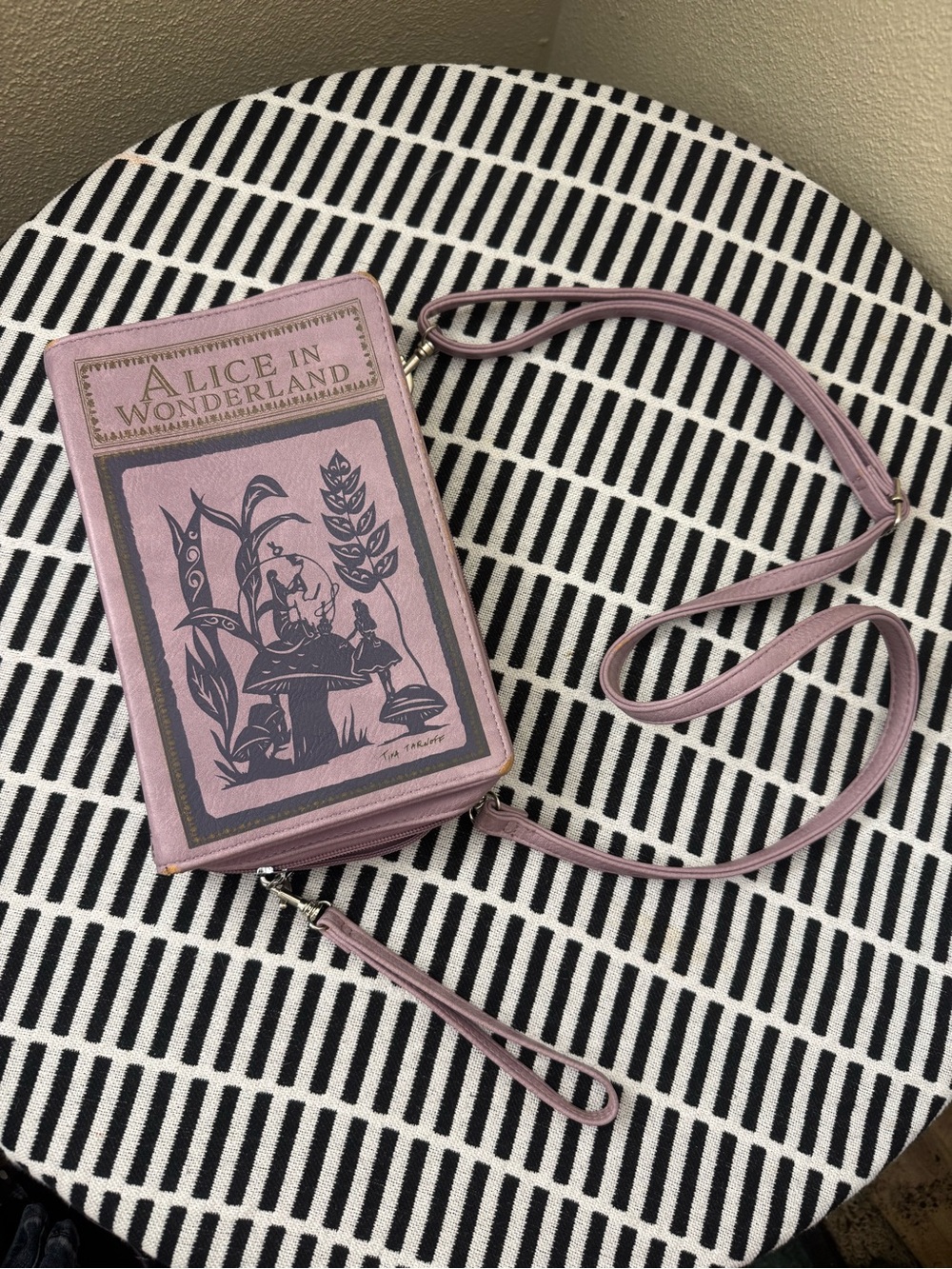 Alice in Wonderland Book-Style Crossbody Bag - Pink